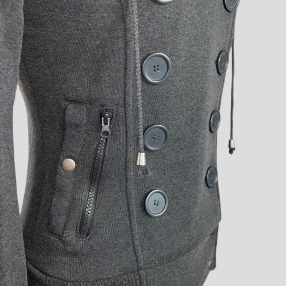 💥Host Pick💥Grey DoubleBreasted Pea Jacket w/Hood - Picture 7 of 8